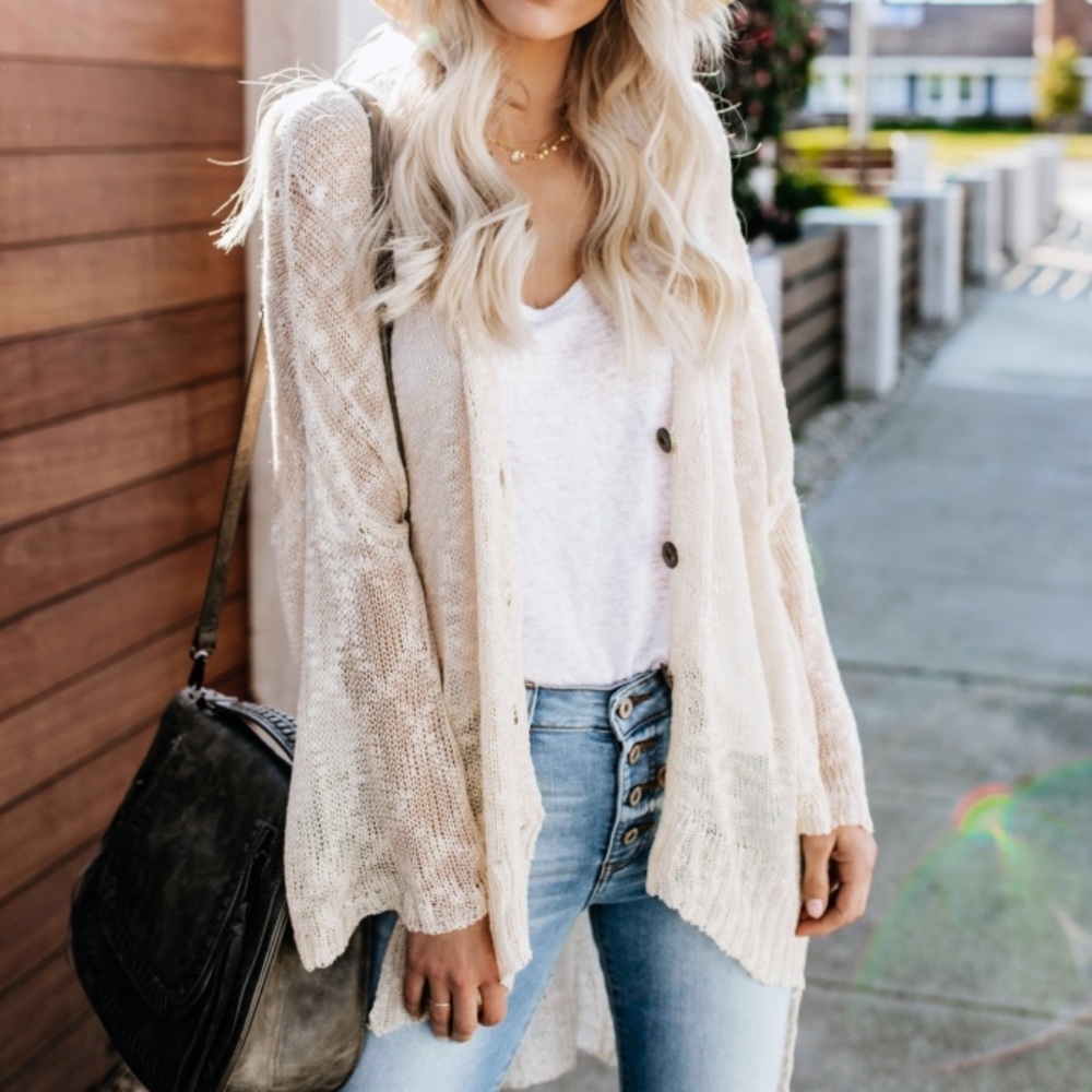 NWT Lightweight Loose Knit Spring Button Cardigan - Picture 5 of 8